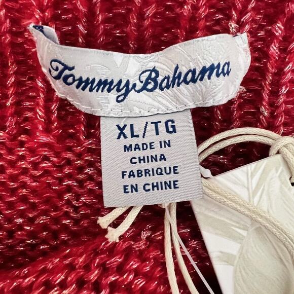 Tommy Bahama Shimmer Balloon Sleeve Sweater XL Tango Red Wool Blend Boatneck NEW - Picture 5 of 7
